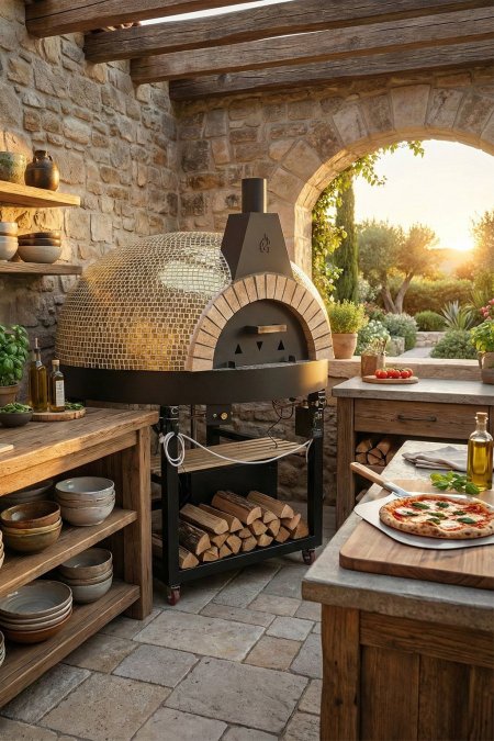 فرن بيتزا دائري غاز مع أرضية دوّارة – 160 سم